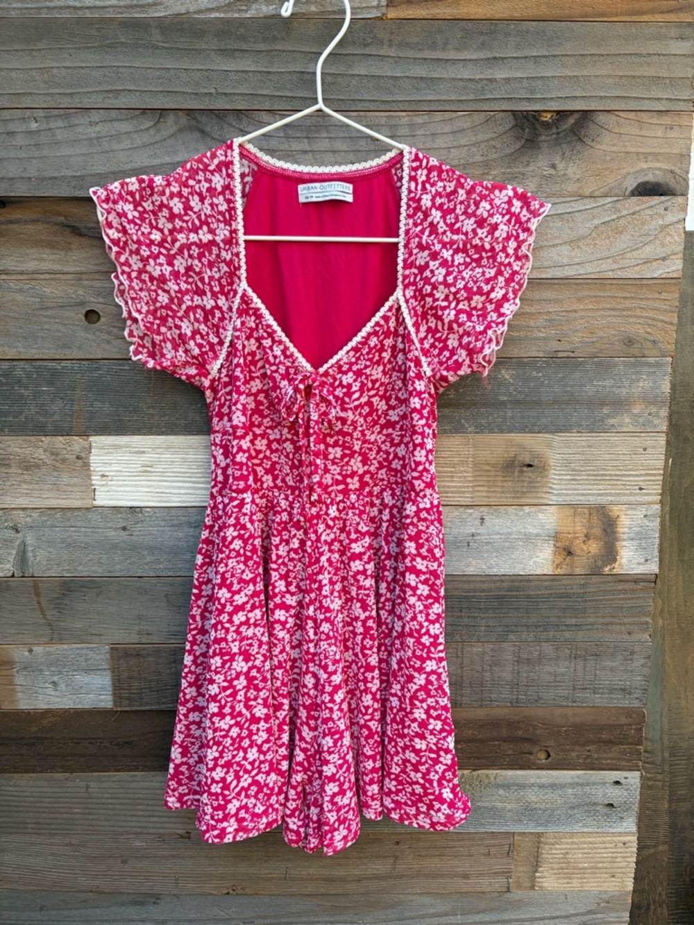 Urban Outfitters Hot Pink Floral Tie-Front Mini Dress rompers